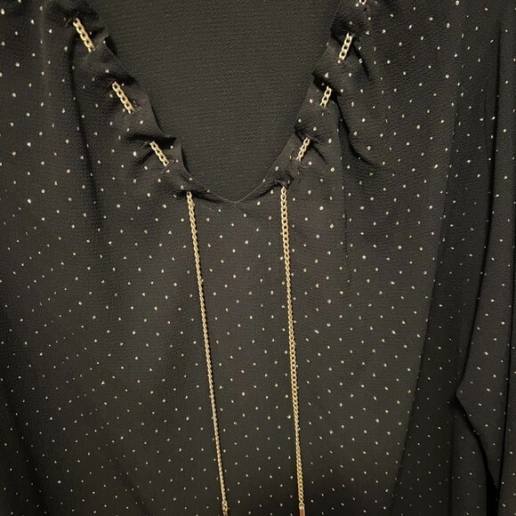 NWOT Michael Kors Dressy Black Blouse with gold and chain details - 3X - Picture 3 of 5